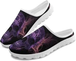 Binienty Women’s Art Design Mules Shoes Breathable Mesh Slip on Gardening Shoes Indoor Outdoor Slipper