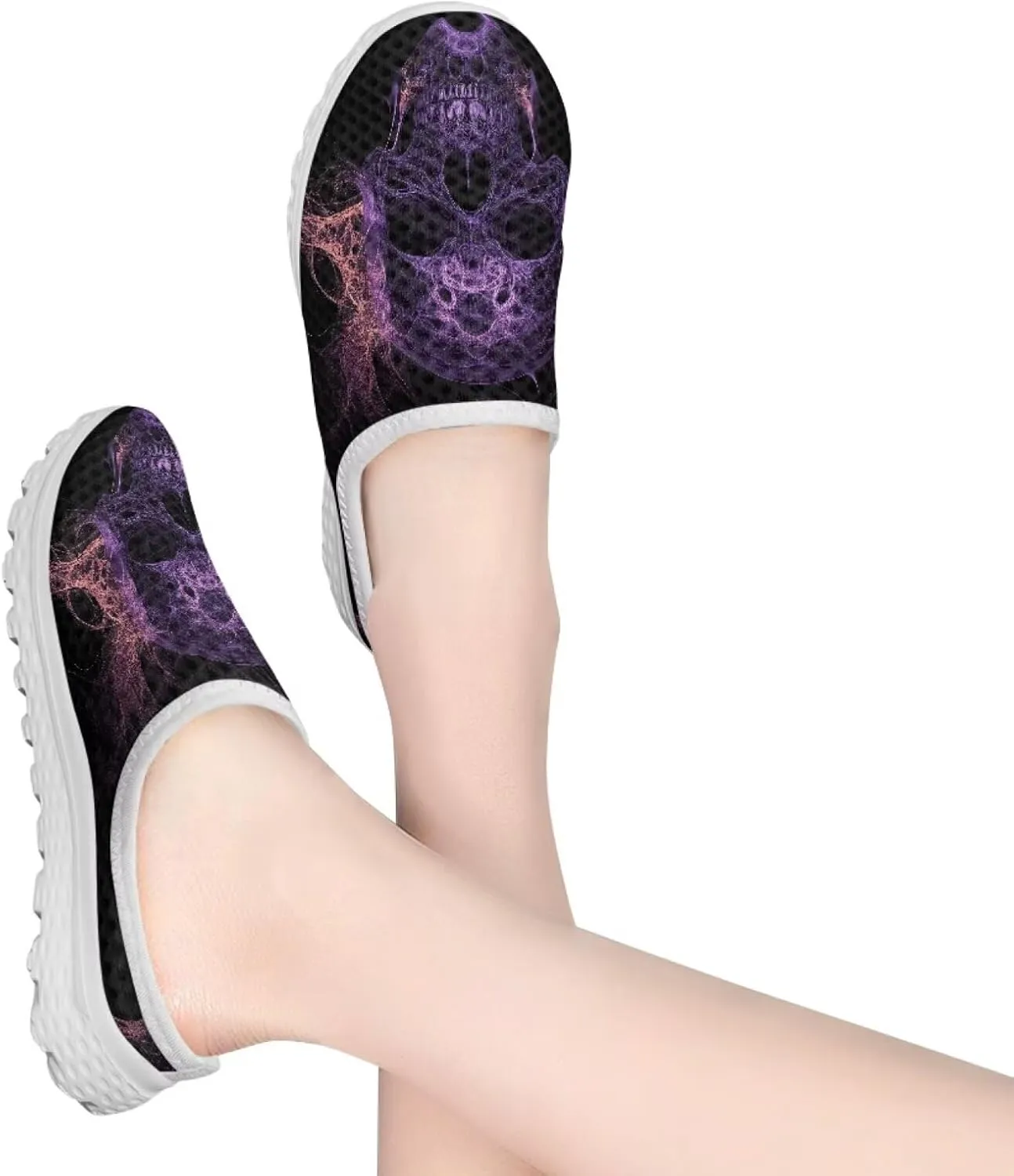 Binienty Women’s Art Design Mules Shoes Breathable Mesh Slip on Gardening Shoes Indoor Outdoor Slipper