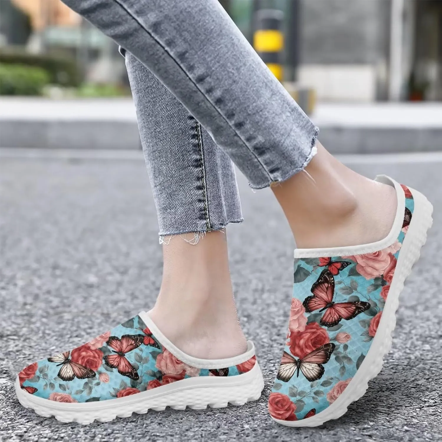 Binienty Womens Mules & Clogs with Arch Support Breathable Mesh Slip On Walking Shoes for Outings Shopping Camping
