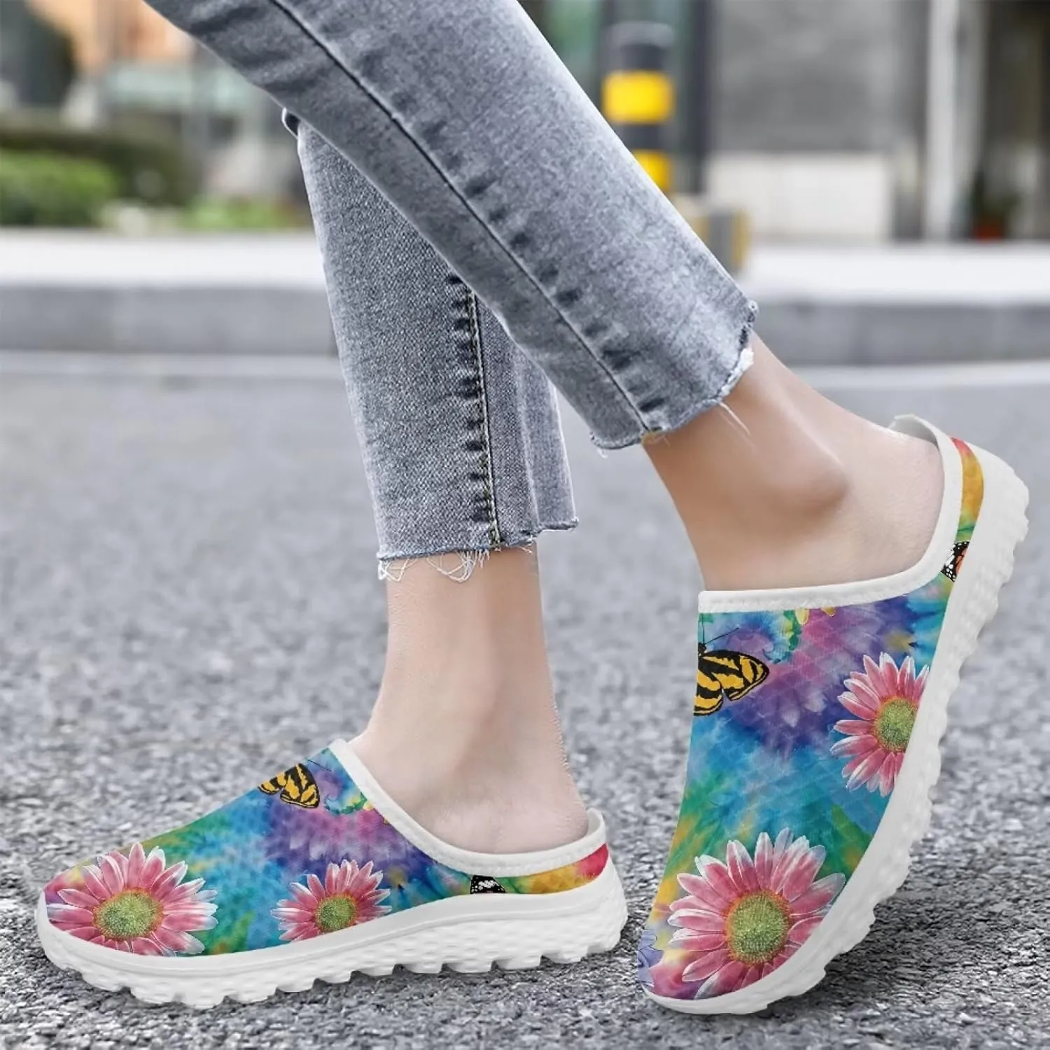 Binienty Womens Mules & Clogs with Arch Support Breathable Mesh Slip On Walking Shoes for Outings Shopping Camping