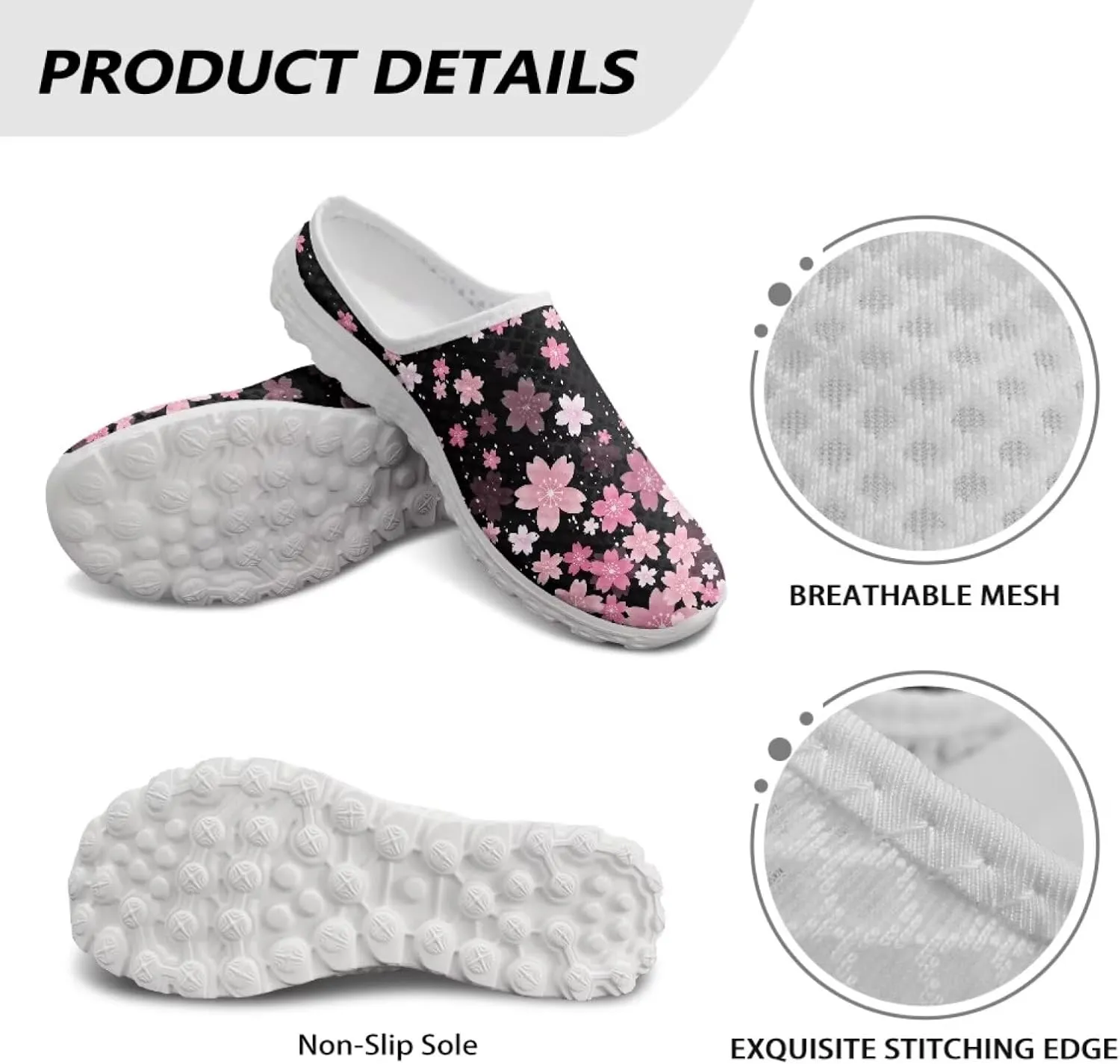 Binienty Womens Mules & Clogs with Arch Support Breathable Mesh Slip On Walking Shoes for Outings Shopping Camping