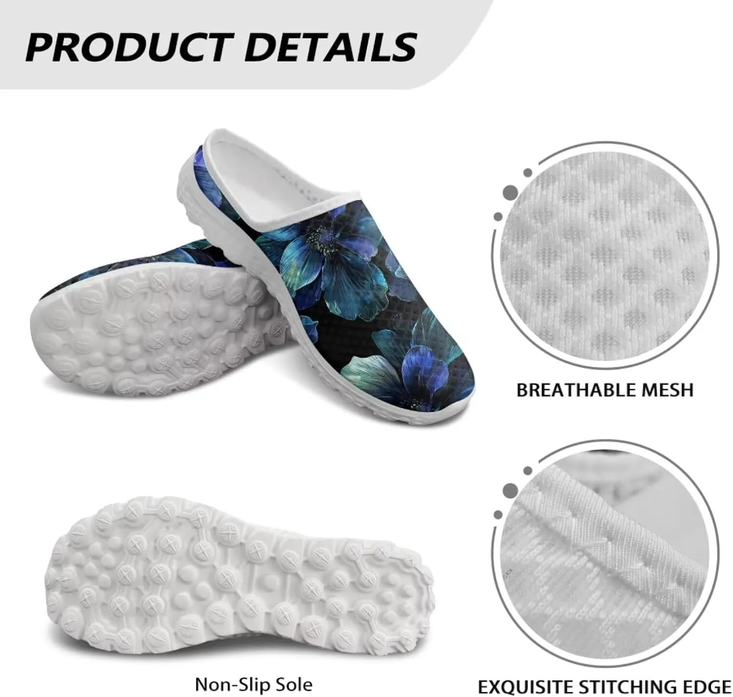 Binienty Womens Mules & Clogs with Arch Support Breathable Mesh Slip On Walking Shoes for Outings Shopping Camping