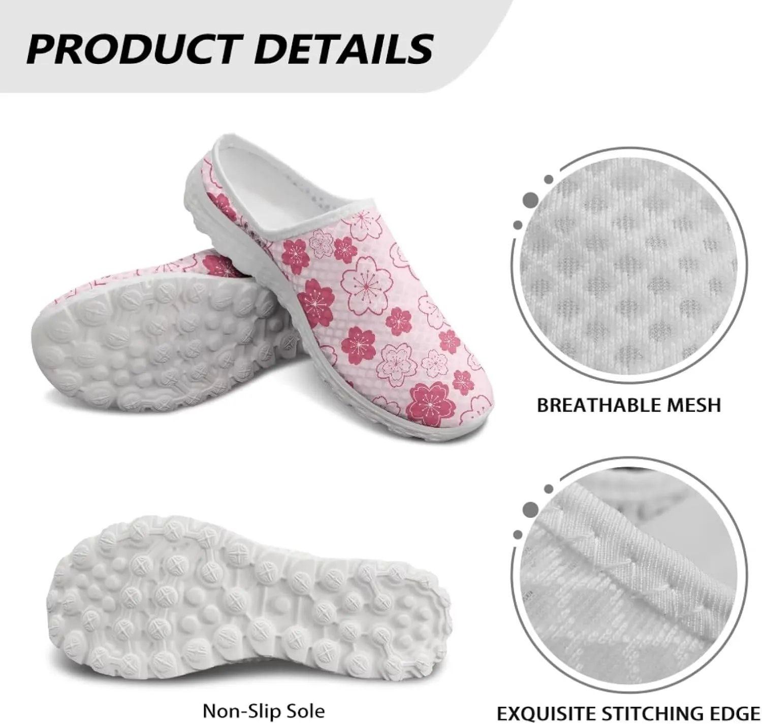 Binienty Womens Mules & Clogs with Arch Support Breathable Mesh Slip On Walking Shoes for Outings Shopping Camping
