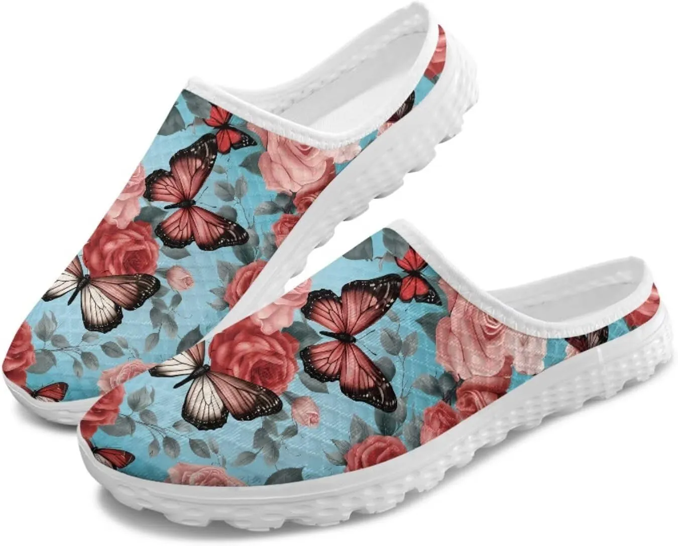 Binienty Womens Mules & Clogs with Arch Support Breathable Mesh Slip On Walking Shoes for Outings Shopping Camping