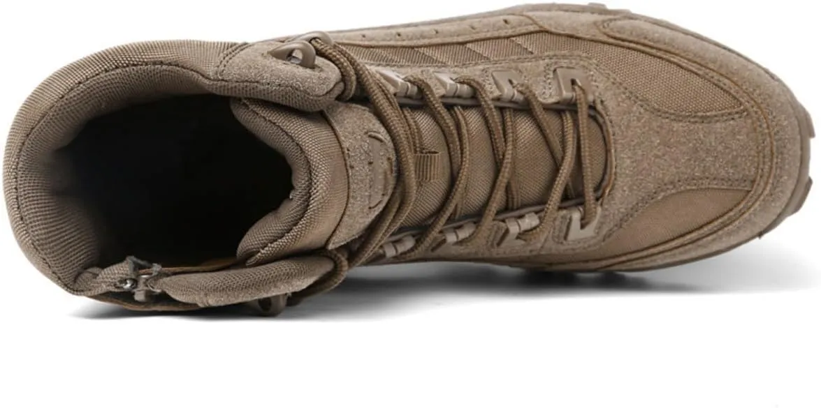Bitiger Men's Combat Boots with Side Zipper Velcro and Casual Outdoor Mountaineering Trekking Commando Tactical Boots