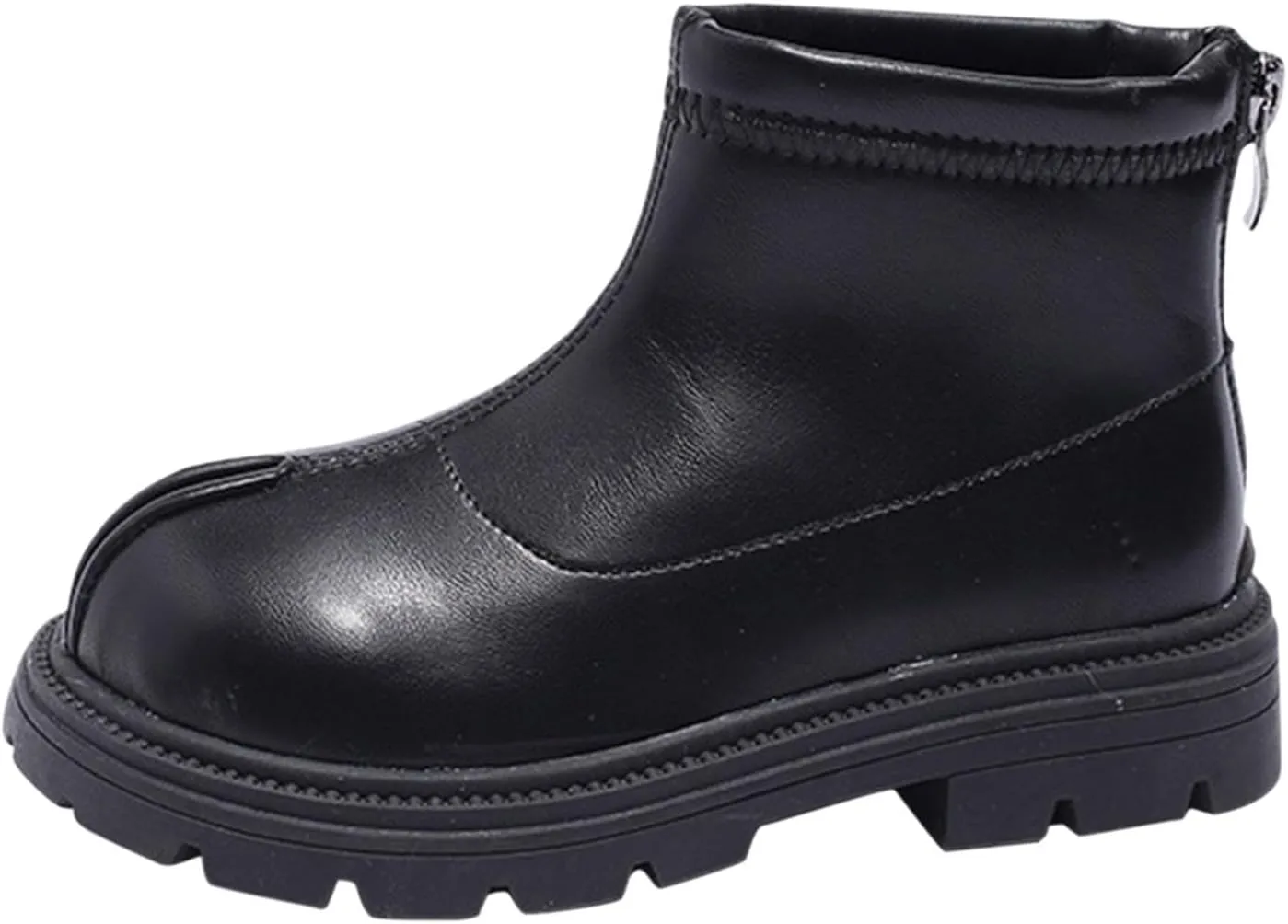 Black Platform Booties Girls Zipper Shoes Outdoor Warm Non Slip Soft Sole Booties Classic Water Proof Girls Rains Boots