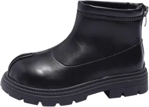 Black Platform Booties Girls Zipper Shoes Outdoor Warm Non Slip Soft Sole Booties Classic Water Proof Girls Rains Boots