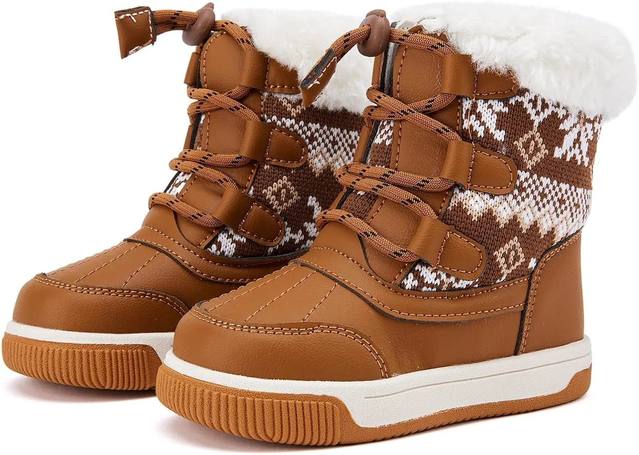 BMCiTYBM Toddler Boy Girl Snow Boots Waterproof Winter Warm Shoes Baby High Top Nonslip Lightweight Outdoor Sneakers for Cold Weather (Infant/Toddler)