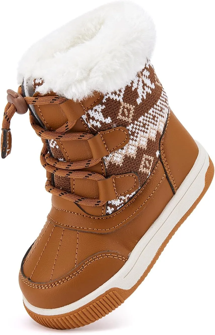 BMCiTYBM Toddler Boy Girl Snow Boots Waterproof Winter Warm Shoes Baby High Top Nonslip Lightweight Outdoor Sneakers for Cold Weather (Infant/Toddler)