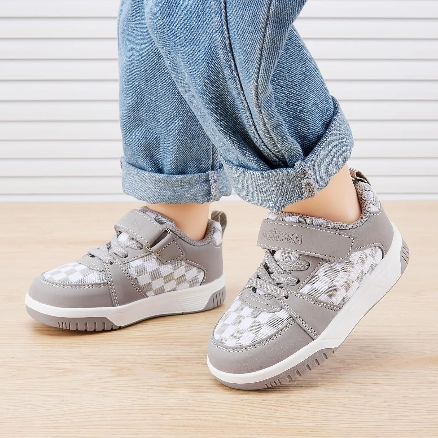 BMCiTYBM Toddler Shoes Boys Girls Tennis Sneakers Checkred Casual Walking Shoes Lightweight Non Slip Outdoor