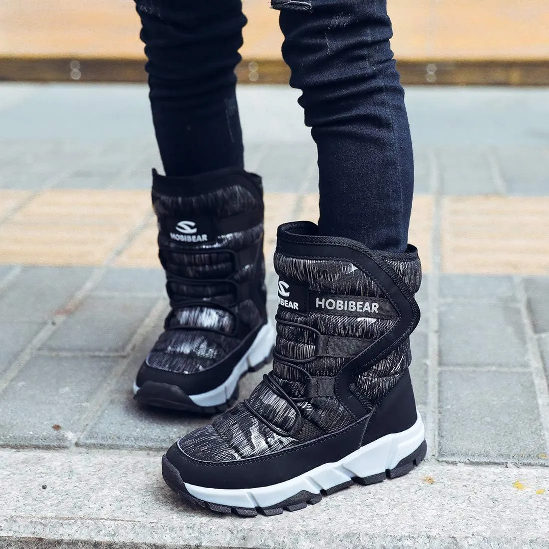 BODATU Boys Snow Boots Outdoor Waterproof Winter Kids Shoes