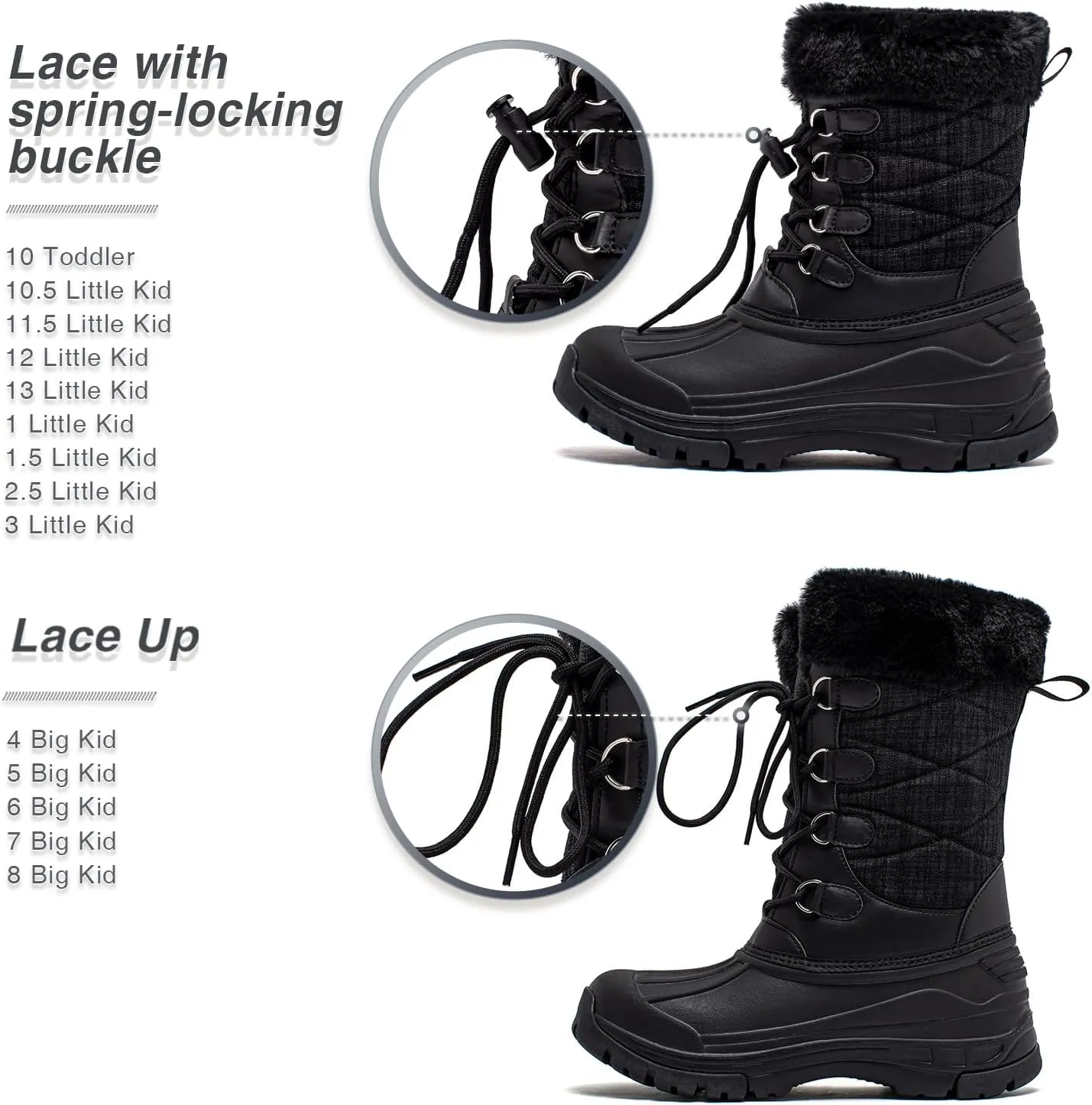 BODATU Boys Snow Boots Outdoor Waterproof Winter Kids Shoes