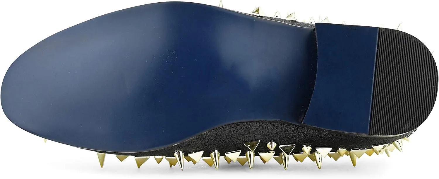 Bolano x Amali Mesa - Men's Designer Shoes, Comfortable Men's Slippers - Fashion Shoes - Shiny and Metallic Smoking Slippers with Matching Spikes