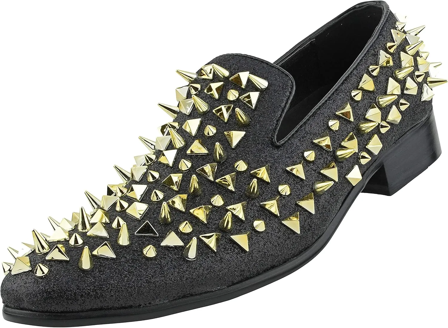 Bolano x Amali Mesa - Men's Designer Shoes, Comfortable Men's Slippers - Fashion Shoes - Shiny and Metallic Smoking Slippers with Matching Spikes