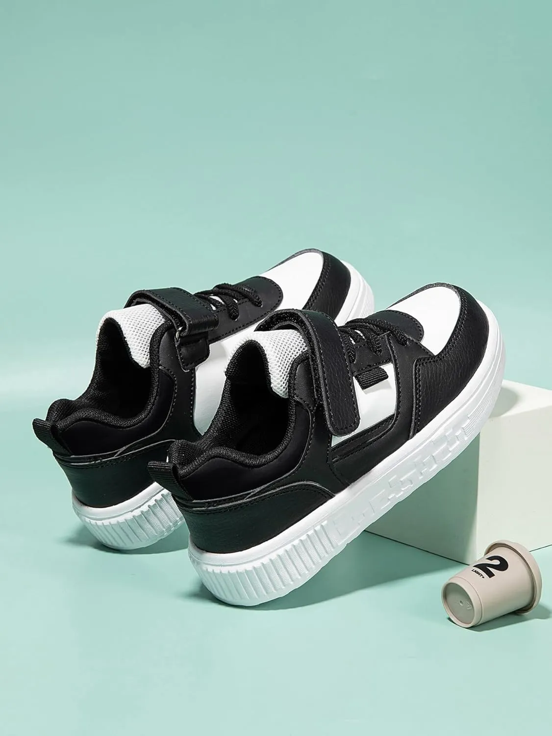 Boys and Girls Board Shoes Adjustable Hook and Loop Classic Low Top Kids Sneakers Lightweight Comfortable for All Season