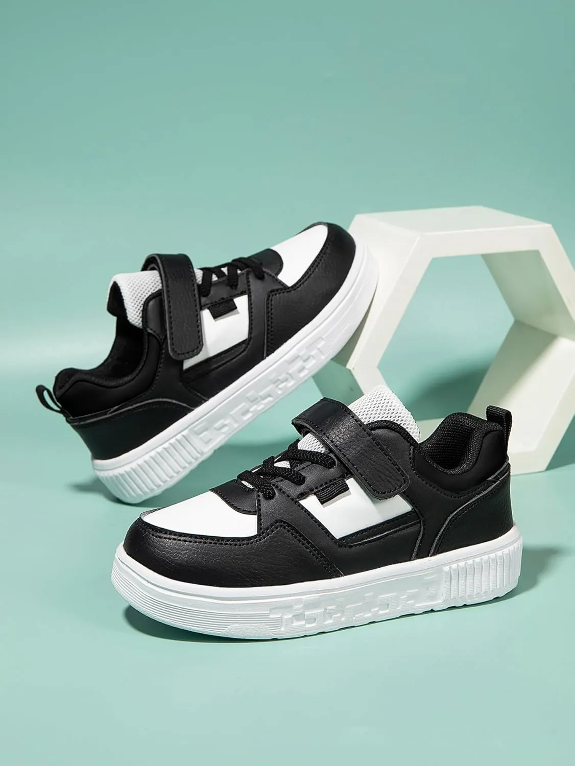 Boys and Girls Board Shoes Adjustable Hook and Loop Classic Low Top Kids Sneakers Lightweight Comfortable for All Season