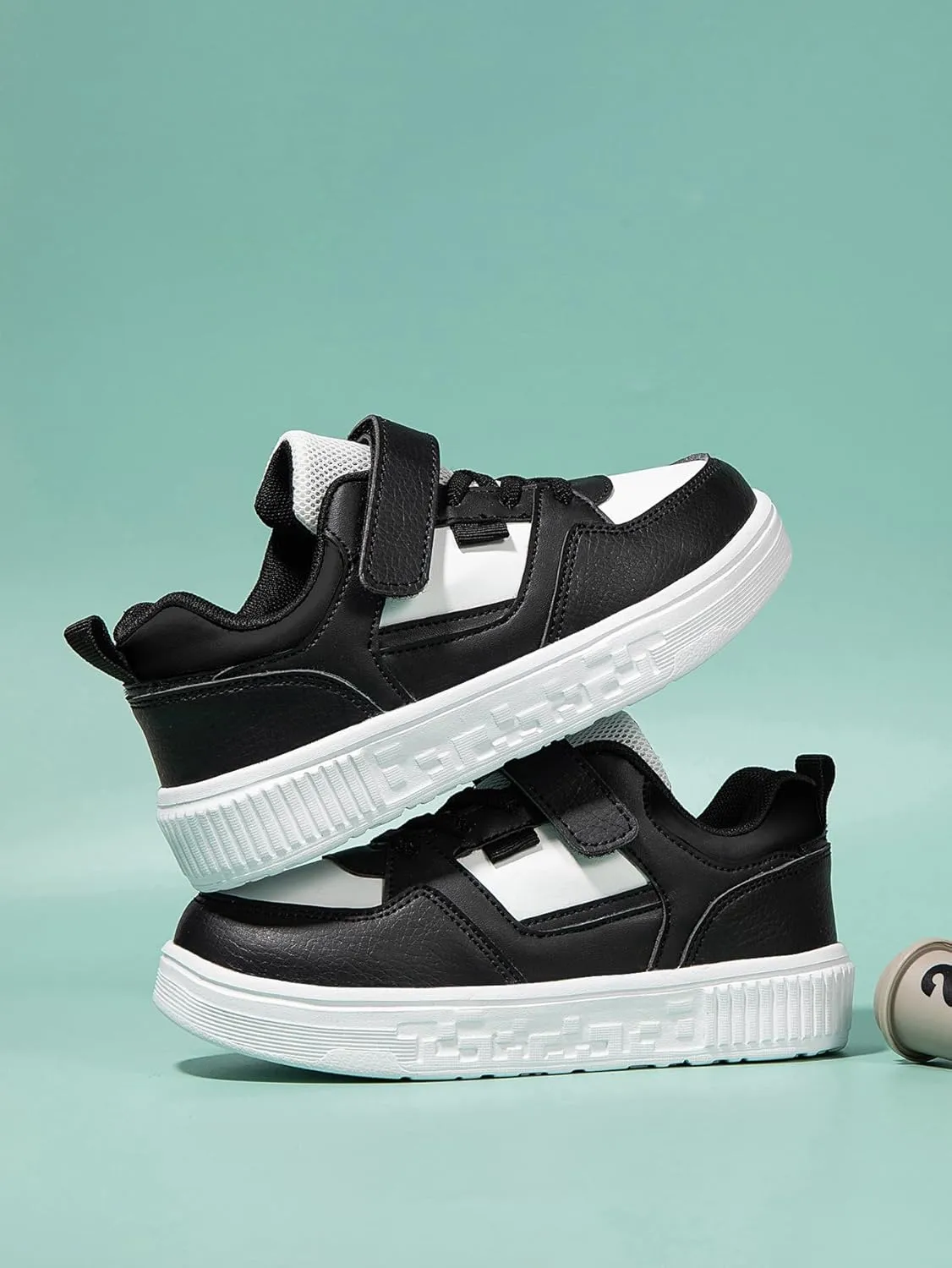 Boys and Girls Board Shoes Adjustable Hook and Loop Classic Low Top Kids Sneakers Lightweight Comfortable for All Season