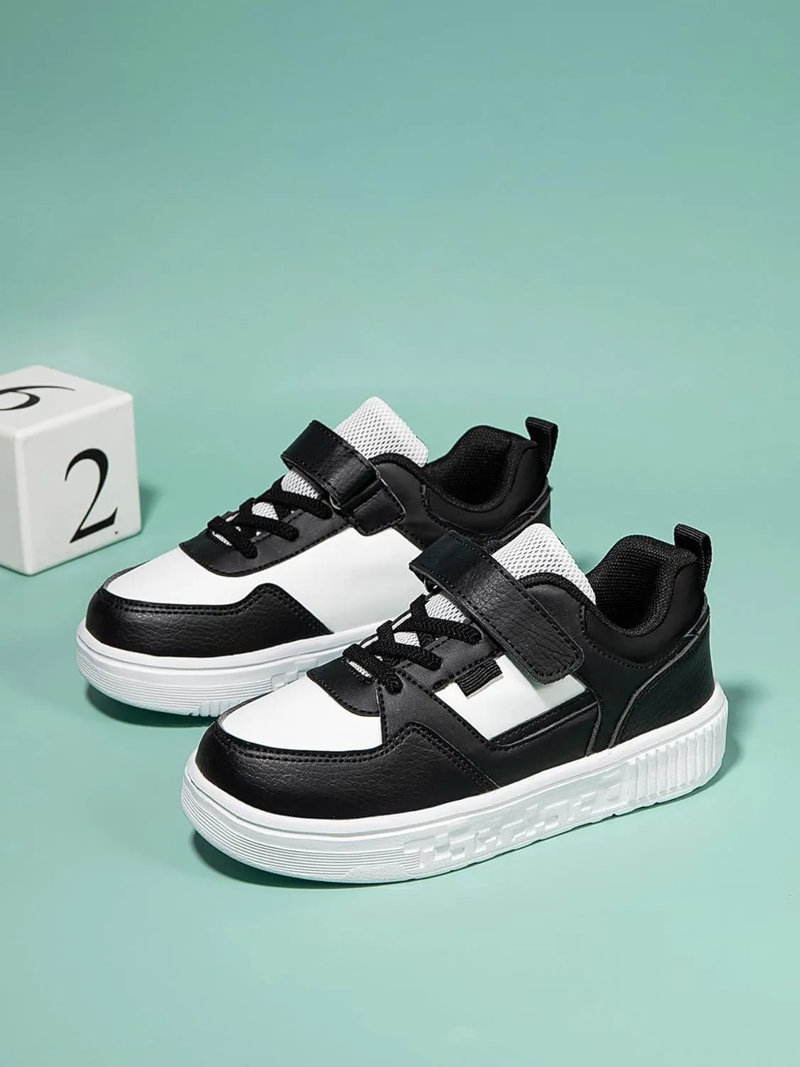Boys and Girls Board Shoes Adjustable Hook and Loop Classic Low Top Kids Sneakers Lightweight Comfortable for All Season