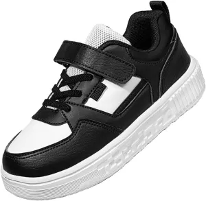 Boys and Girls Board Shoes Adjustable Hook and Loop Classic Low Top Kids Sneakers Lightweight Comfortable for All Season