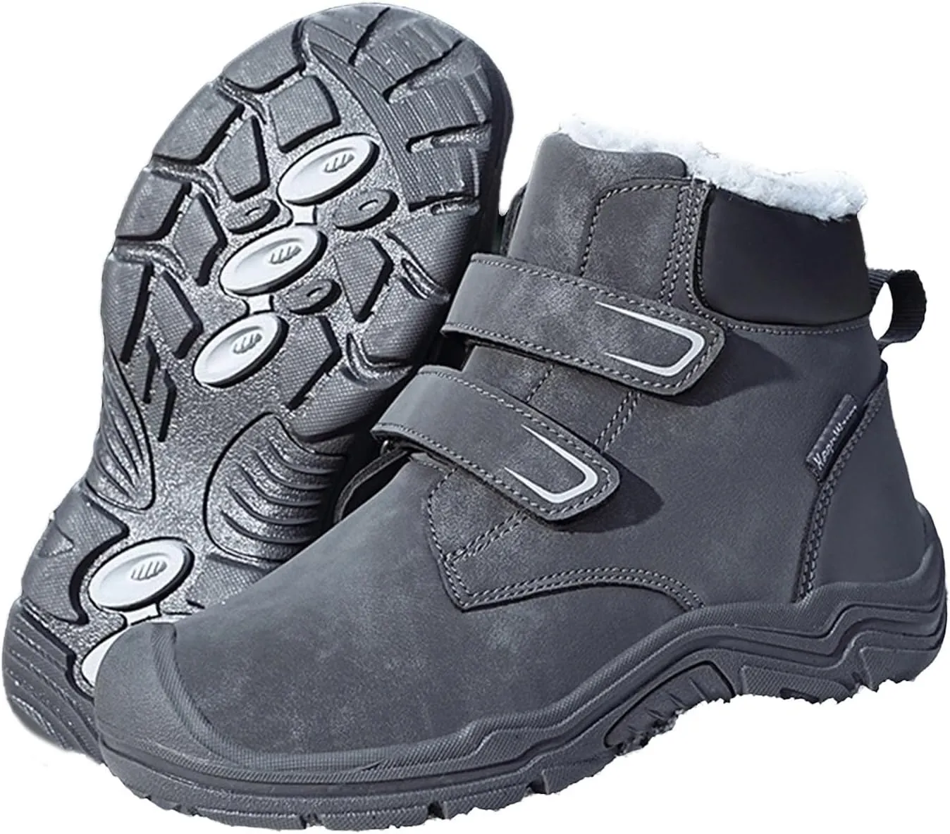 Boys Girls Winter Warm Outdoor Hiking Boots Comfortable Plush Lined Anti-Collision Non-Slip Walking Snow Boots