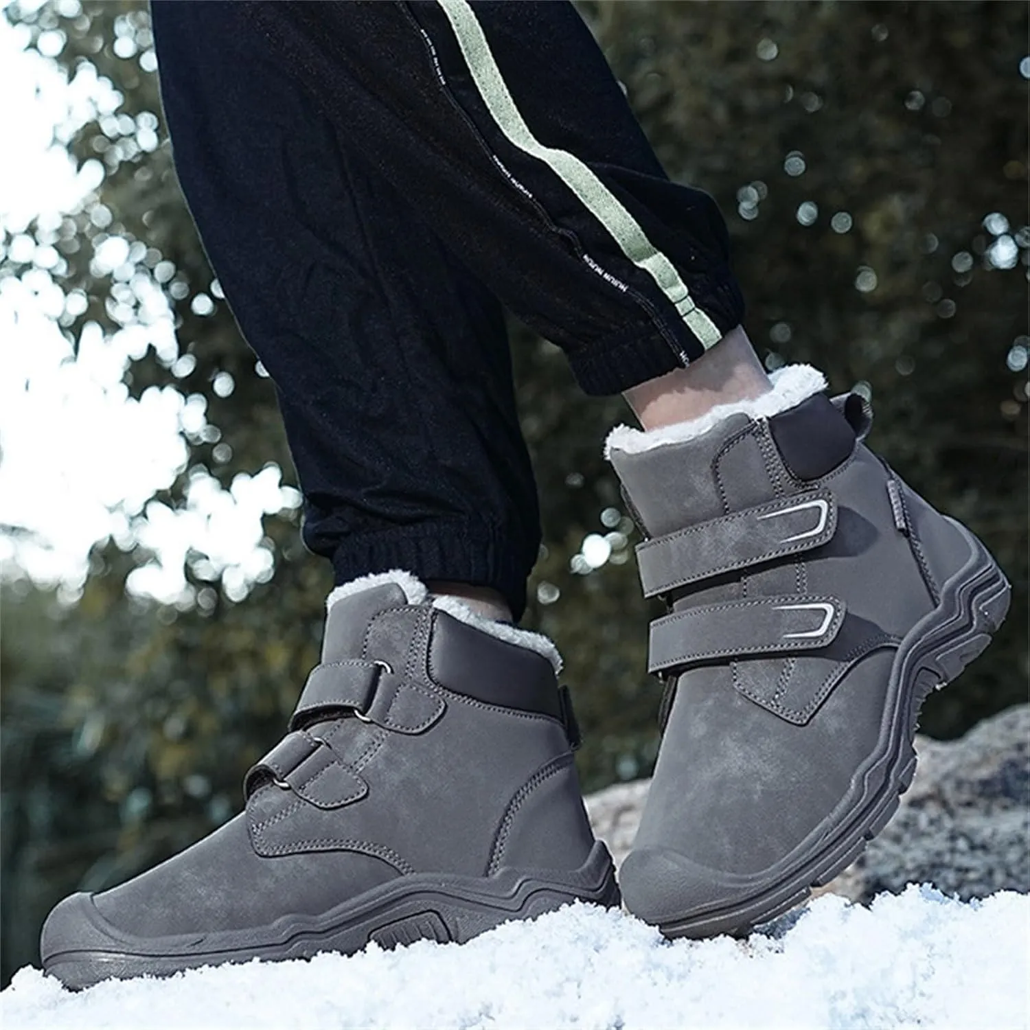 Boys Girls Winter Warm Outdoor Hiking Boots Comfortable Plush Lined Anti-Collision Non-Slip Walking Snow Boots