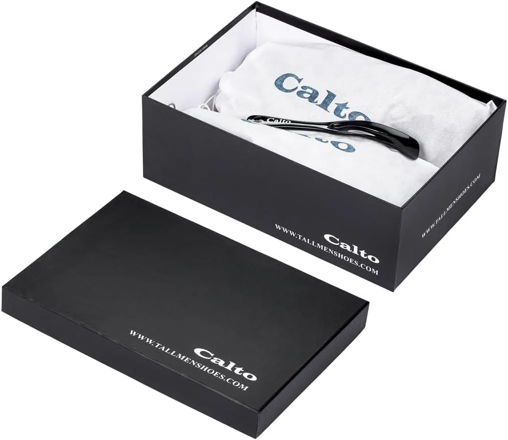 CALTO Men's Invisible Height Increasing Elevator Casual Shoes - Black/White & Black Sole Light-Weight Lace-up Knitted Casual Sporty Sneakers - 2.4 Inches Taller - X2322 - Size 10 D(M) US