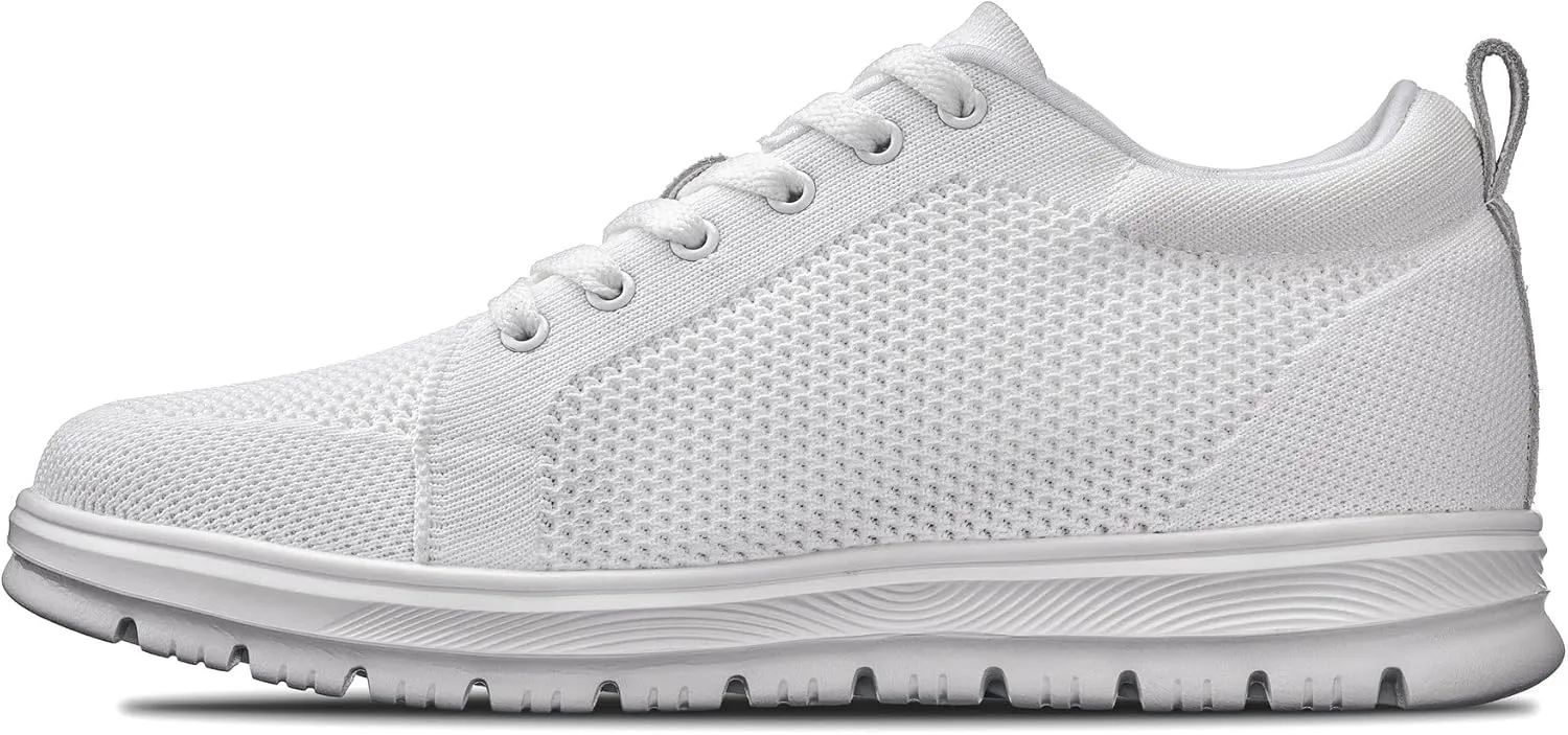 CALTO Men's Invisible Height Increasing Elevator Casual Shoes - White/White Sole Light-Weight Lace-up Knitted Casual Sporty Sneakers - 2.4 Inches Taller - X2321 - Size 7 D(M) US