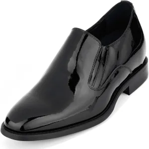 CALTO Men's Invisible Height Increasing Elevator Shoes - Black Patent Leather Slip-on Formal Dress Loafers - 2.8 Inches Taller - Y7402 - Size 11 D(M) US