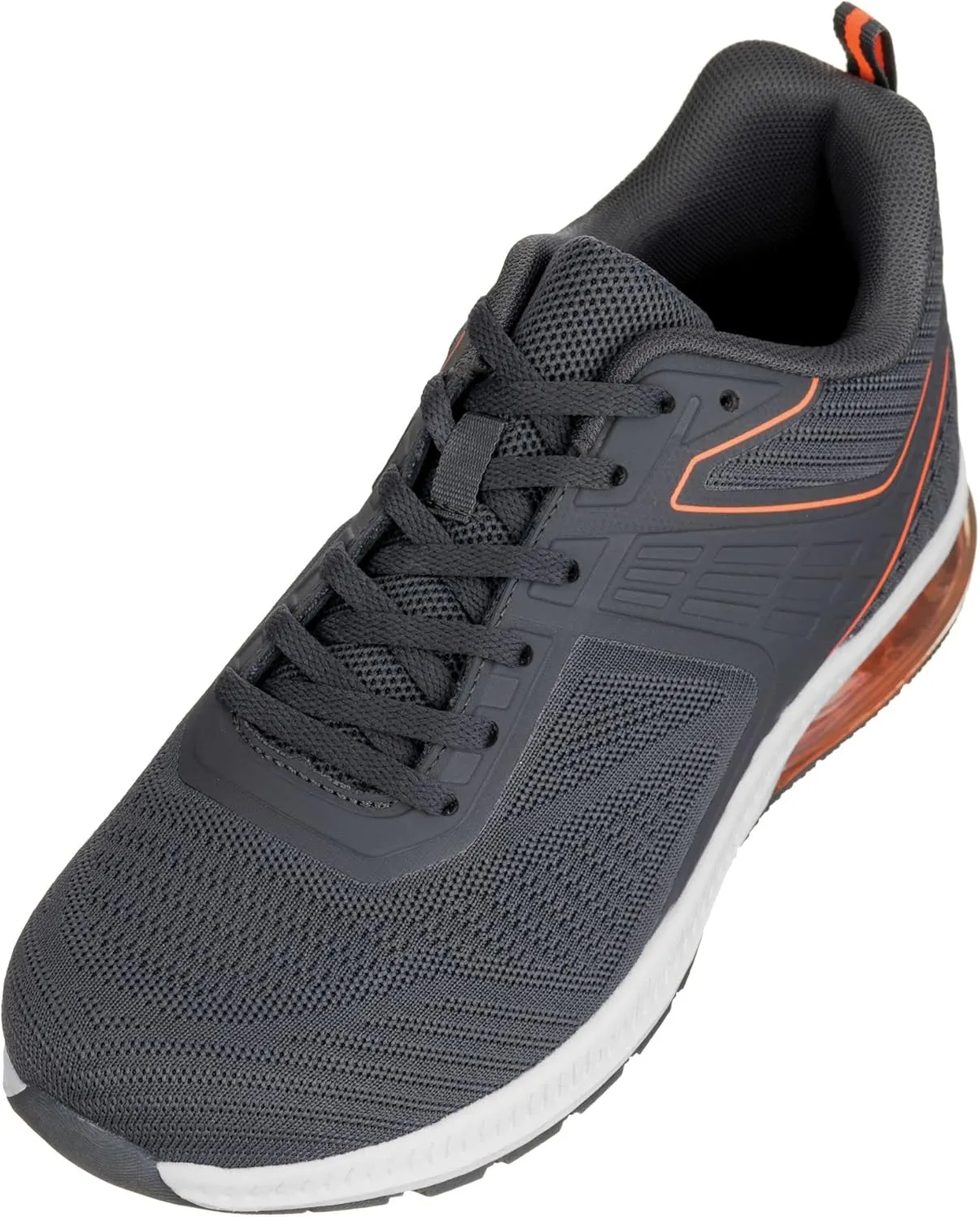 CALTO Men's Invisible Height Increasing Elevator Shoes - Grey/Orange Super Lightweight Sporty Sneakers - 2.4 Inches Taller - Q232 - Size 6 D(M) US