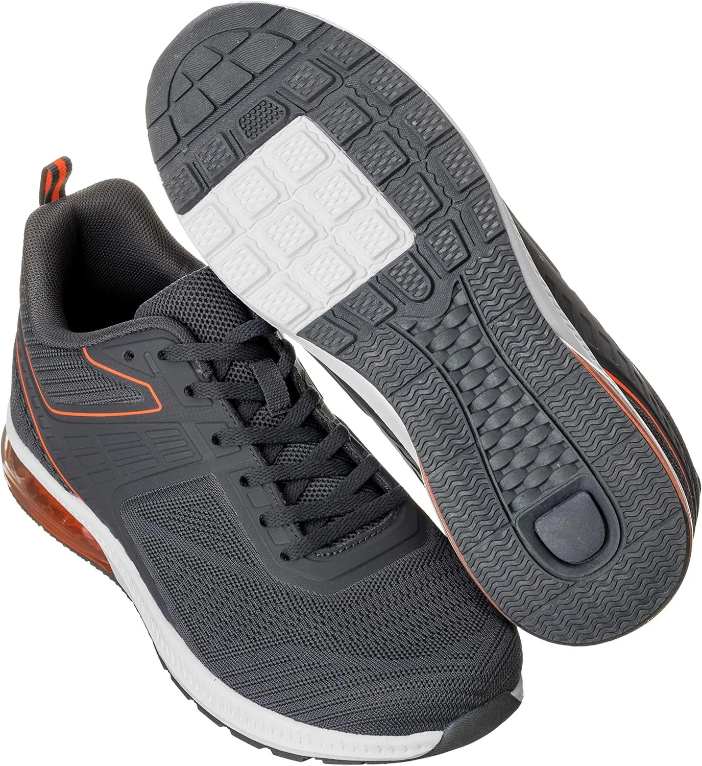 CALTO Men's Invisible Height Increasing Elevator Shoes - Grey/Orange Super Lightweight Sporty Sneakers - 2.4 Inches Taller - Q232 - Size 6 D(M) US