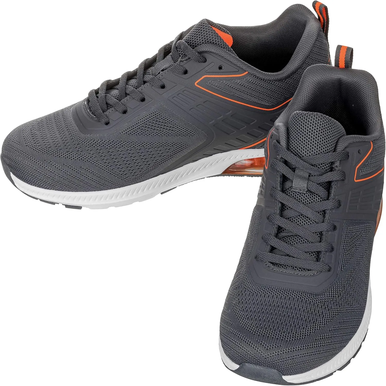 CALTO Men's Invisible Height Increasing Elevator Shoes - Grey/Orange Super Lightweight Sporty Sneakers - 2.4 Inches Taller - Q232 - Size 6 D(M) US