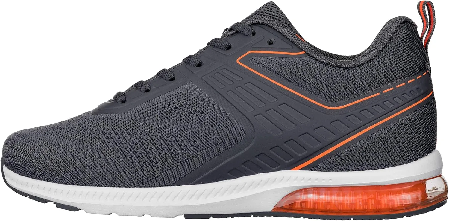 CALTO Men's Invisible Height Increasing Elevator Shoes - Grey/Orange Super Lightweight Sporty Sneakers - 2.4 Inches Taller - Q232 - Size 6 D(M) US