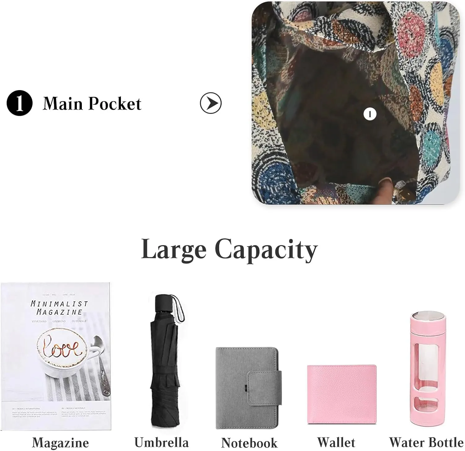 Canvas Handbag for Women - Ethnic Style Tote Top Handle Summer Beach Large Shoulder Bag