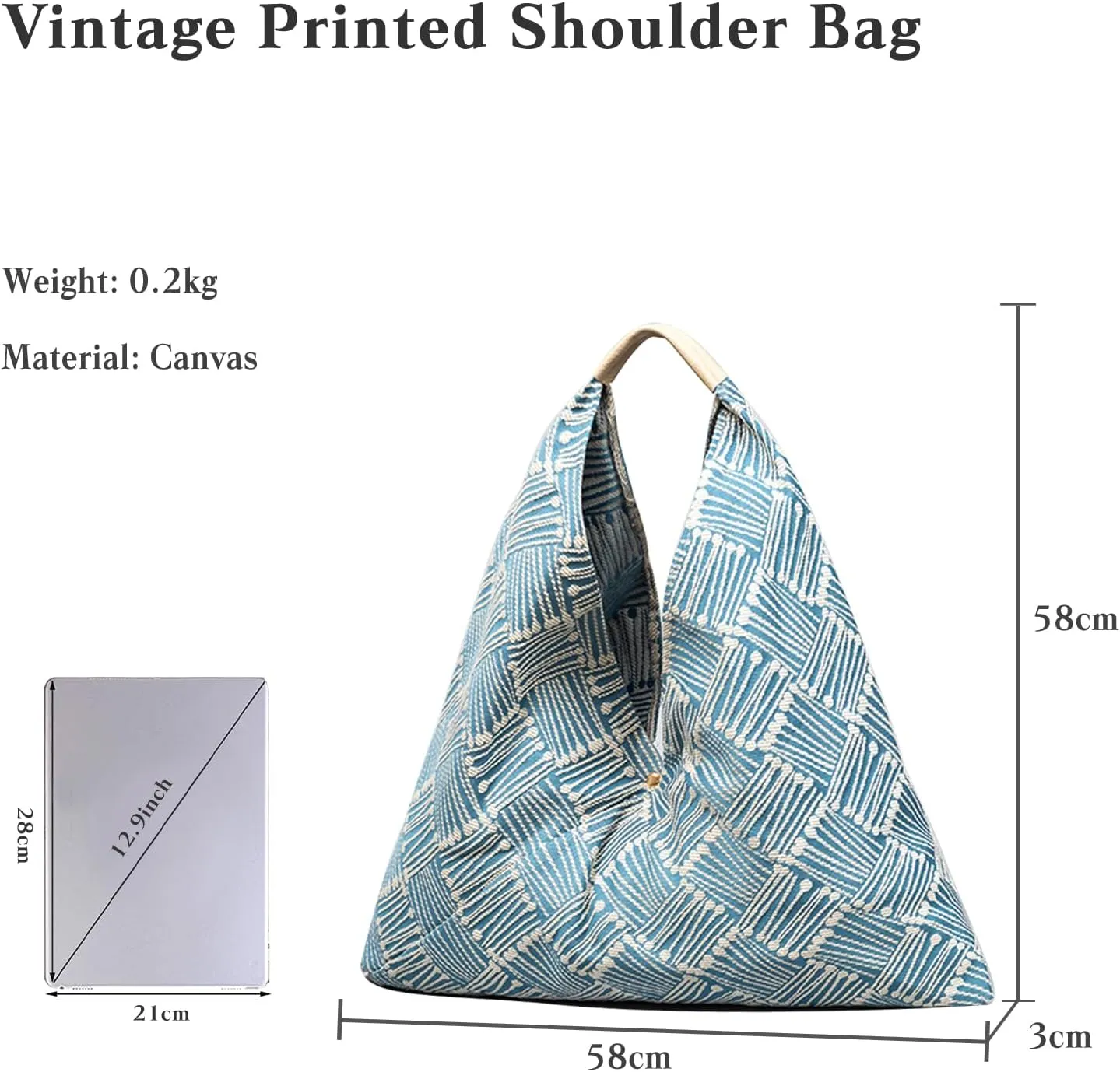 Canvas Handbag for Women - Ethnic Style Tote Top Handle Summer Beach Large Shoulder Bag