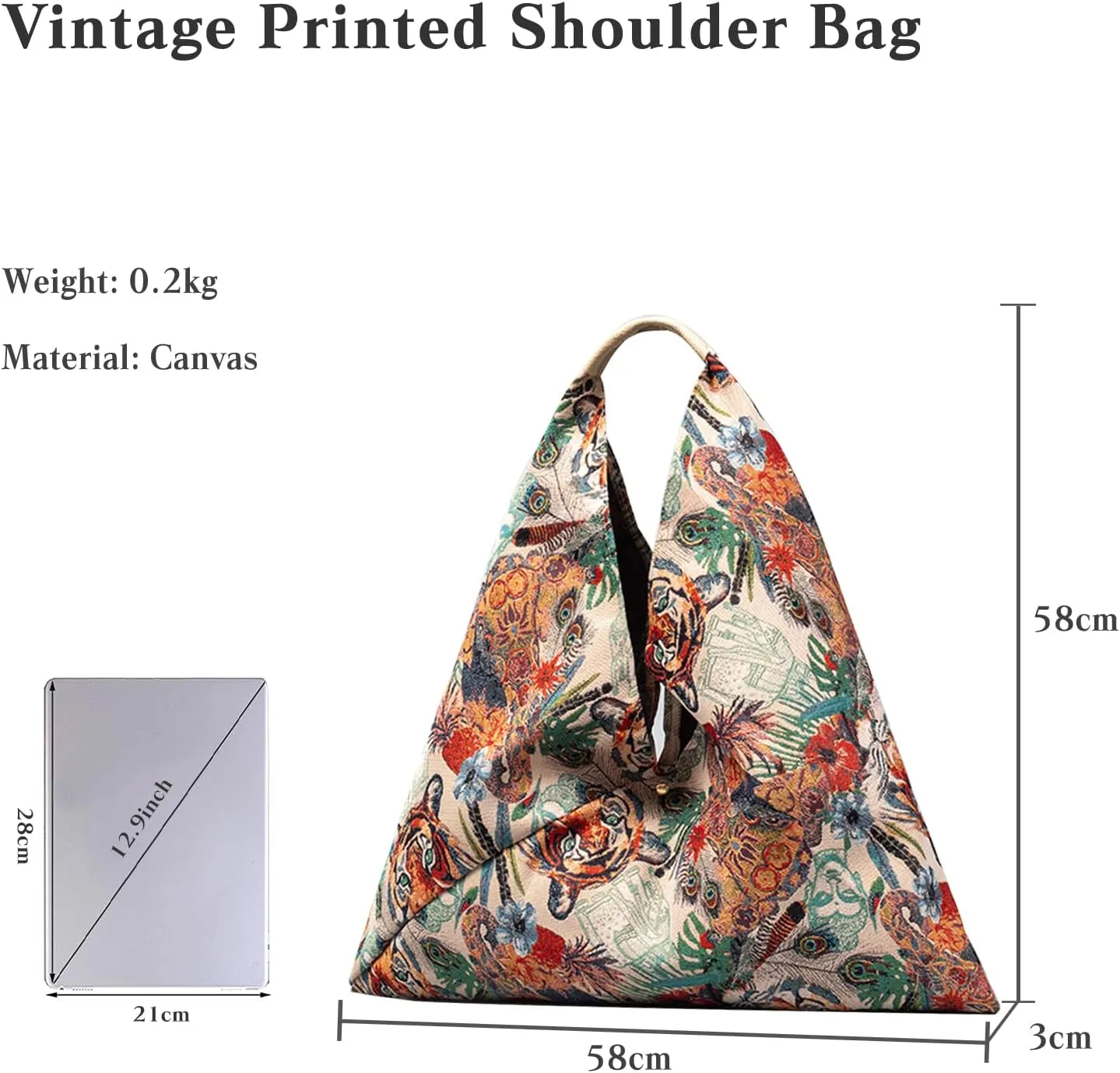 Canvas Handbag for Women - Ethnic Style Tote Top Handle Summer Beach Large Shoulder Bag