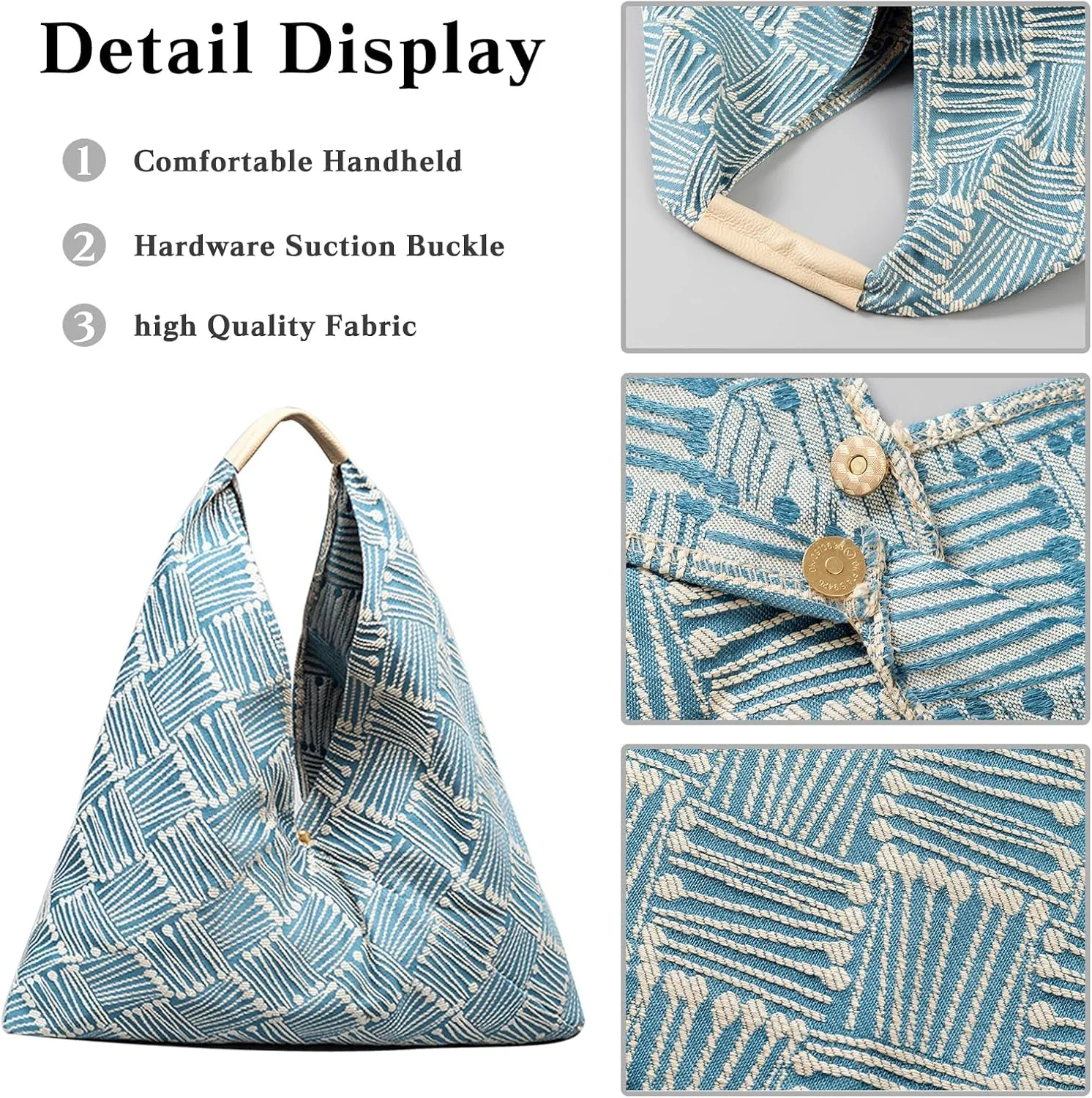Canvas Handbag for Women - Ethnic Style Tote Top Handle Summer Beach Large Shoulder Bag