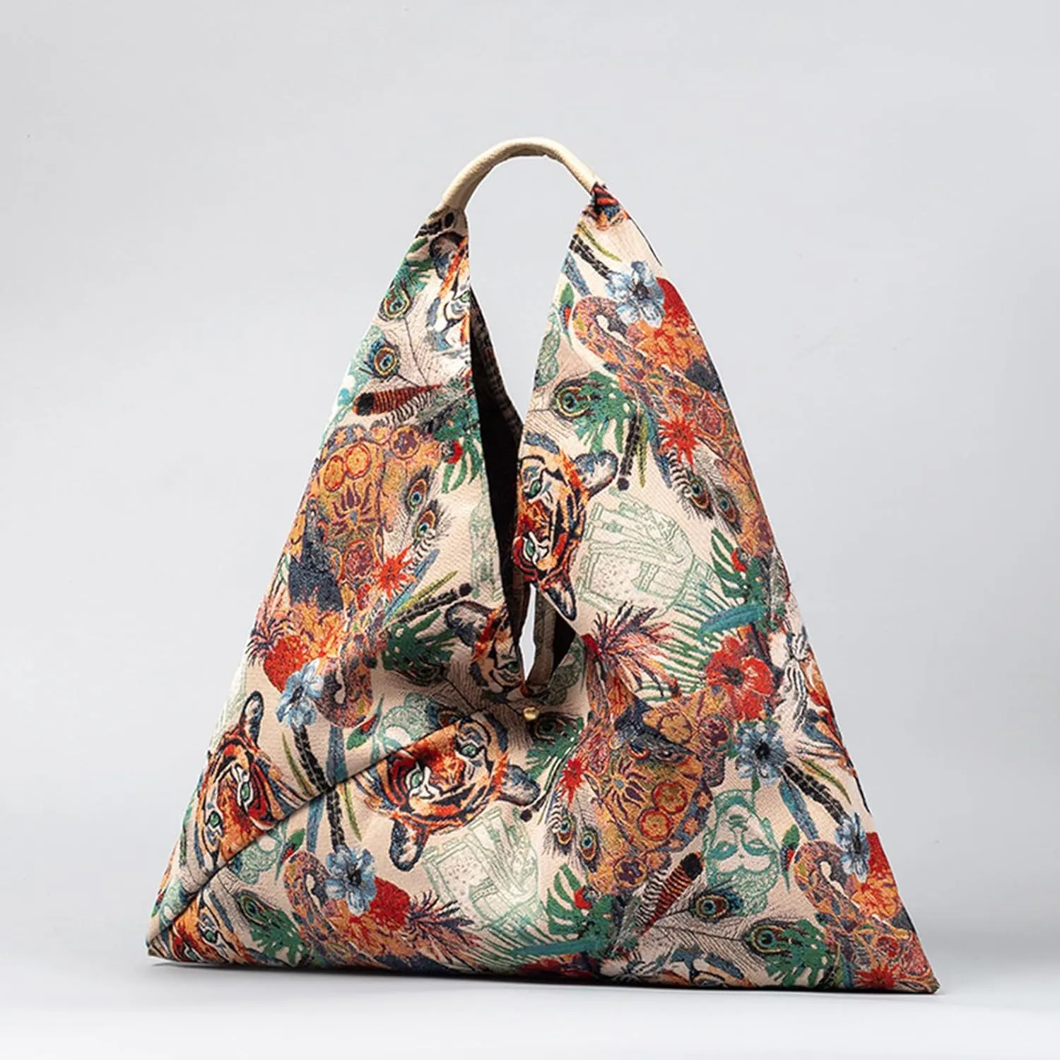 Canvas Handbag for Women - Ethnic Style Tote Top Handle Summer Beach Large Shoulder Bag