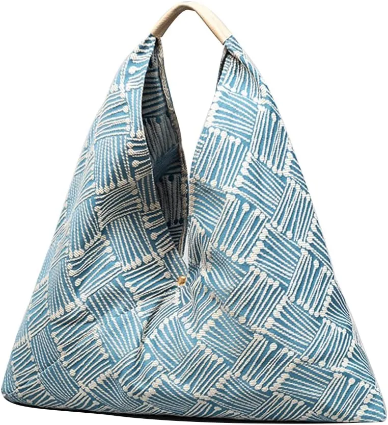 Canvas Handbag for Women - Ethnic Style Tote Top Handle Summer Beach Large Shoulder Bag