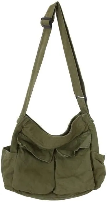 Canvas Messenger Vintage Bag Letter Pattern Crossbody Bag Emo Goth Shoulder Satchels Y2K Harajuku Bag Grunge Handbag