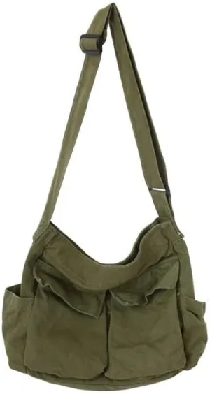 Canvas Messenger Vintage Bag Letter Pattern Crossbody Bag Emo Goth Shoulder Satchels Y2K Harajuku Bag Grunge Handbag