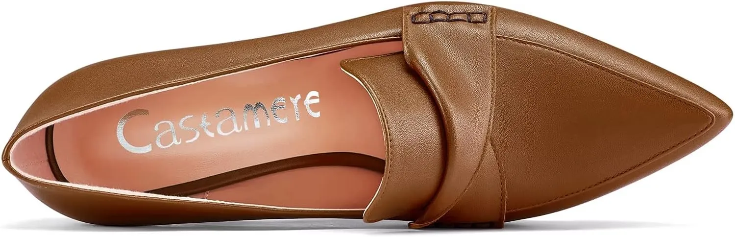 Castamere Women High Stiletto Platform Heel Pointed Toe Loafers Slip-on Pumps Work Business Office Dress 3.9 Inches Heels