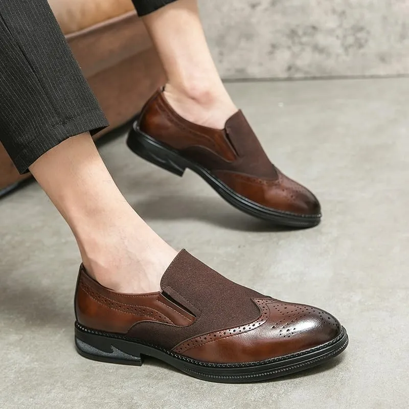 Casual Business Walking Shoes for Men Italian Brown Loafers Nubuck Leather Shoes Men Black Shoes Brogue Carved Wedding Shoes Fashion Casual Luxury Shoes