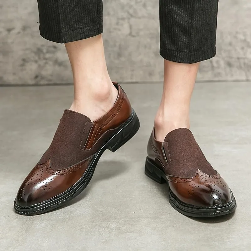 Casual Business Walking Shoes for Men Italian Brown Loafers Nubuck Leather Shoes Men Black Shoes Brogue Carved Wedding Shoes Fashion Casual Luxury Shoes