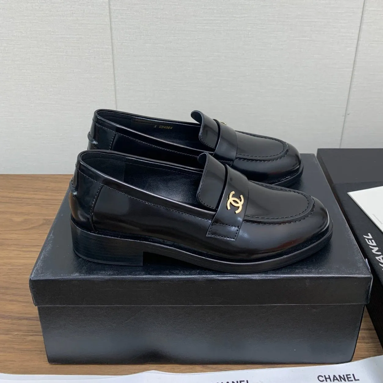 CC Loafers 25mm Glossy Black Lambskin
