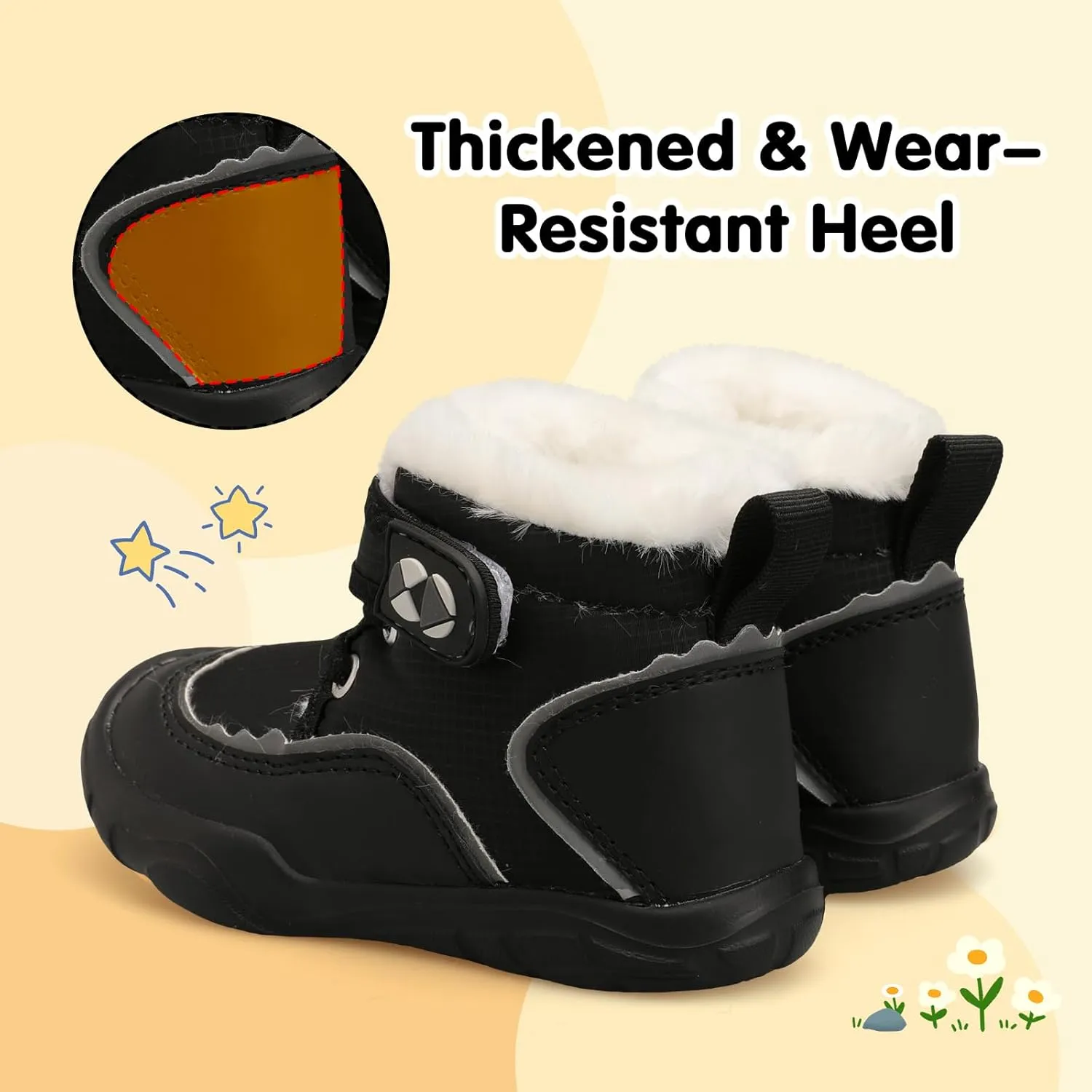 Centipede Demon Toddler Boots Boys Girls Winter Boots Waterproof Fleece Kids Snow Boots Faux Fur Booties Warm Walking Shoes for Indoor Outdoor