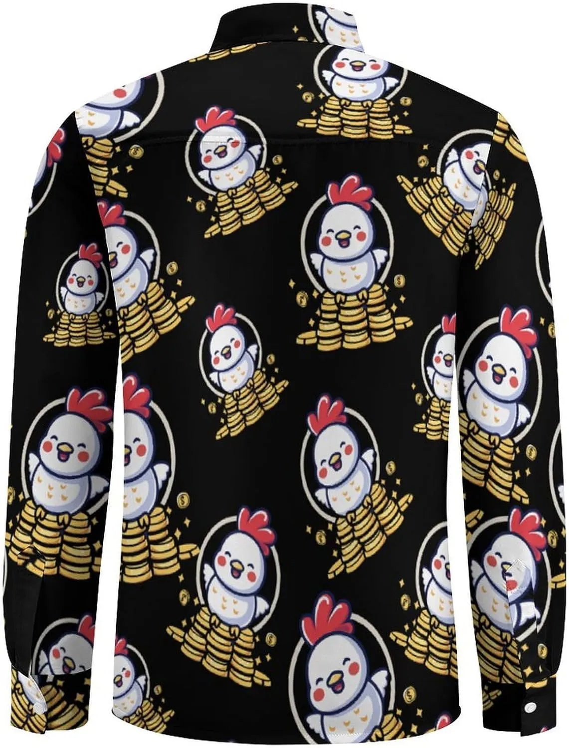 Chickens Lay Dollars Men's Long Sleeve Button Down Shirt Casual Regular Fit Tops