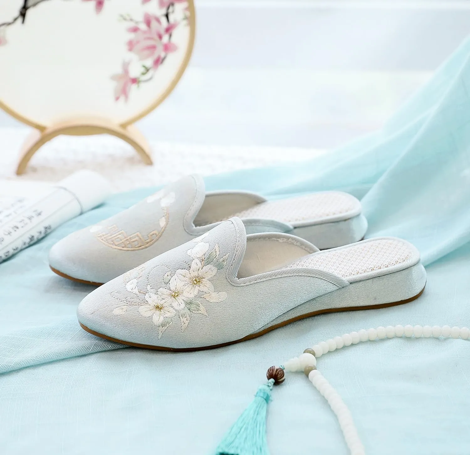 Chinese Slippers for Women Embroidered Mules Slip on - Beach Travel Retro Trendy Soft Cute Casual Comfortable Walking Lightweight Running Standing All Day Business Office Driving Birthday Gifts