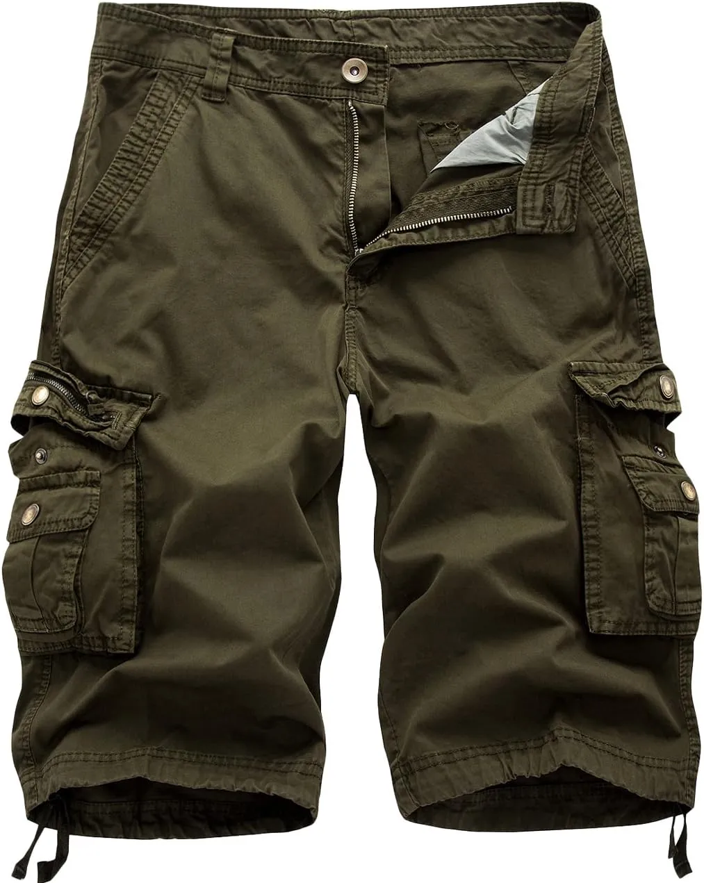 chouyatou Men's Active Normal Waist Loose Multi-Pocket Versatile Twill Cargo Shorts