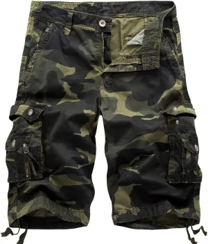 chouyatou Men's Active Normal Waist Loose Multi-Pocket Versatile Twill Cargo Shorts