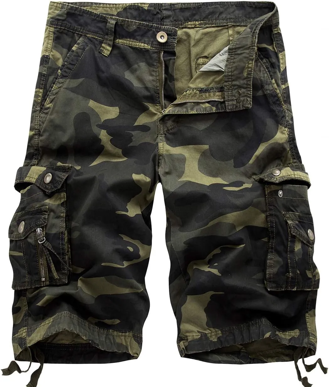 chouyatou Men's Active Normal Waist Loose Multi-Pocket Versatile Twill Cargo Shorts